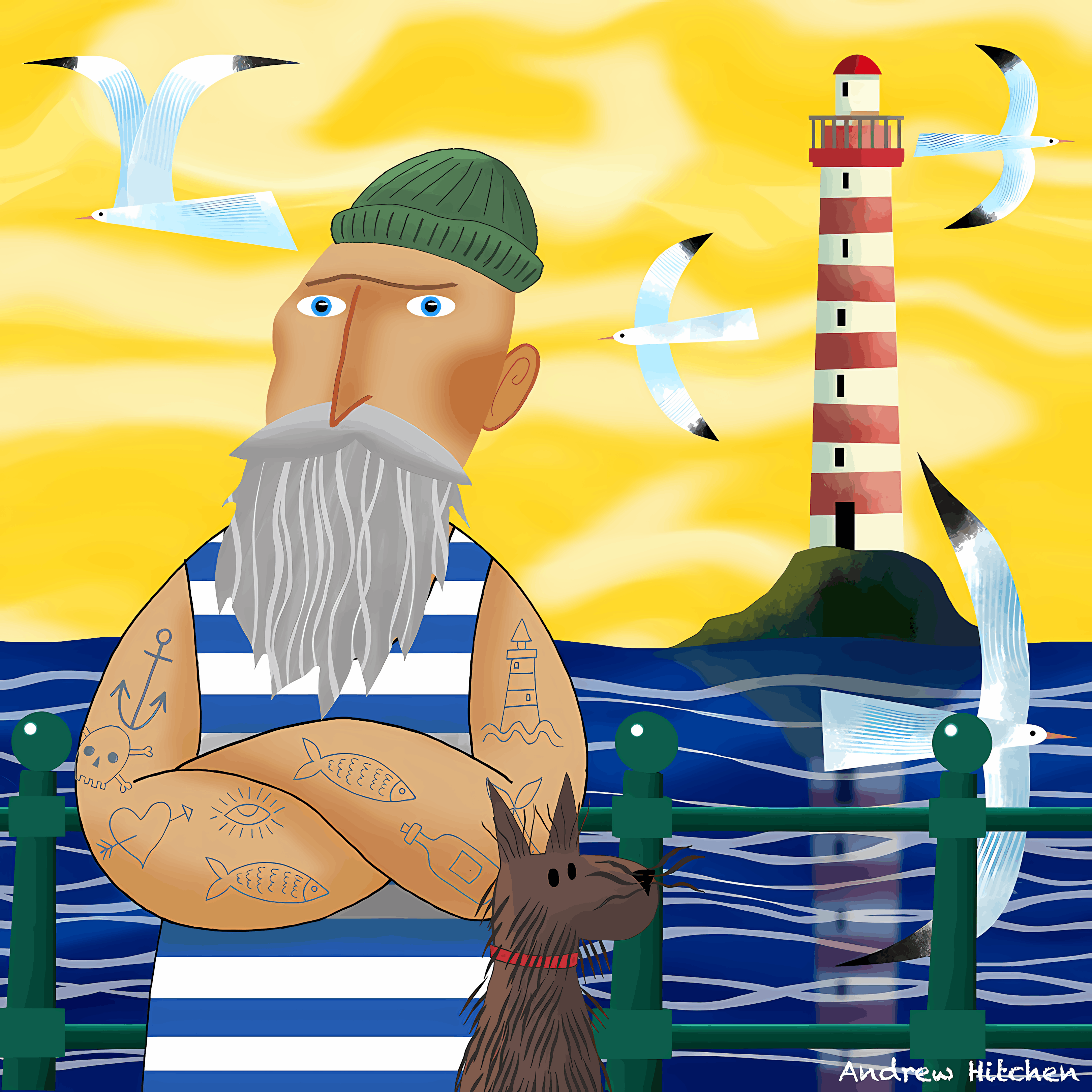Sailor with Lighthouse Digital File