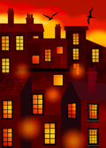 Red Sunset Cityscape Digital File